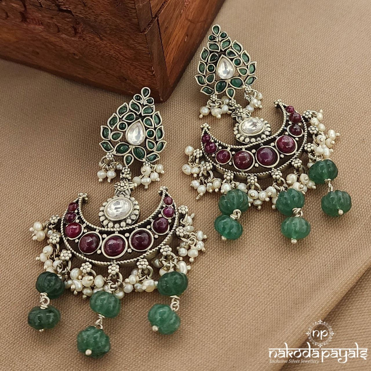 Royal Green Drops Chandbali (C3777)