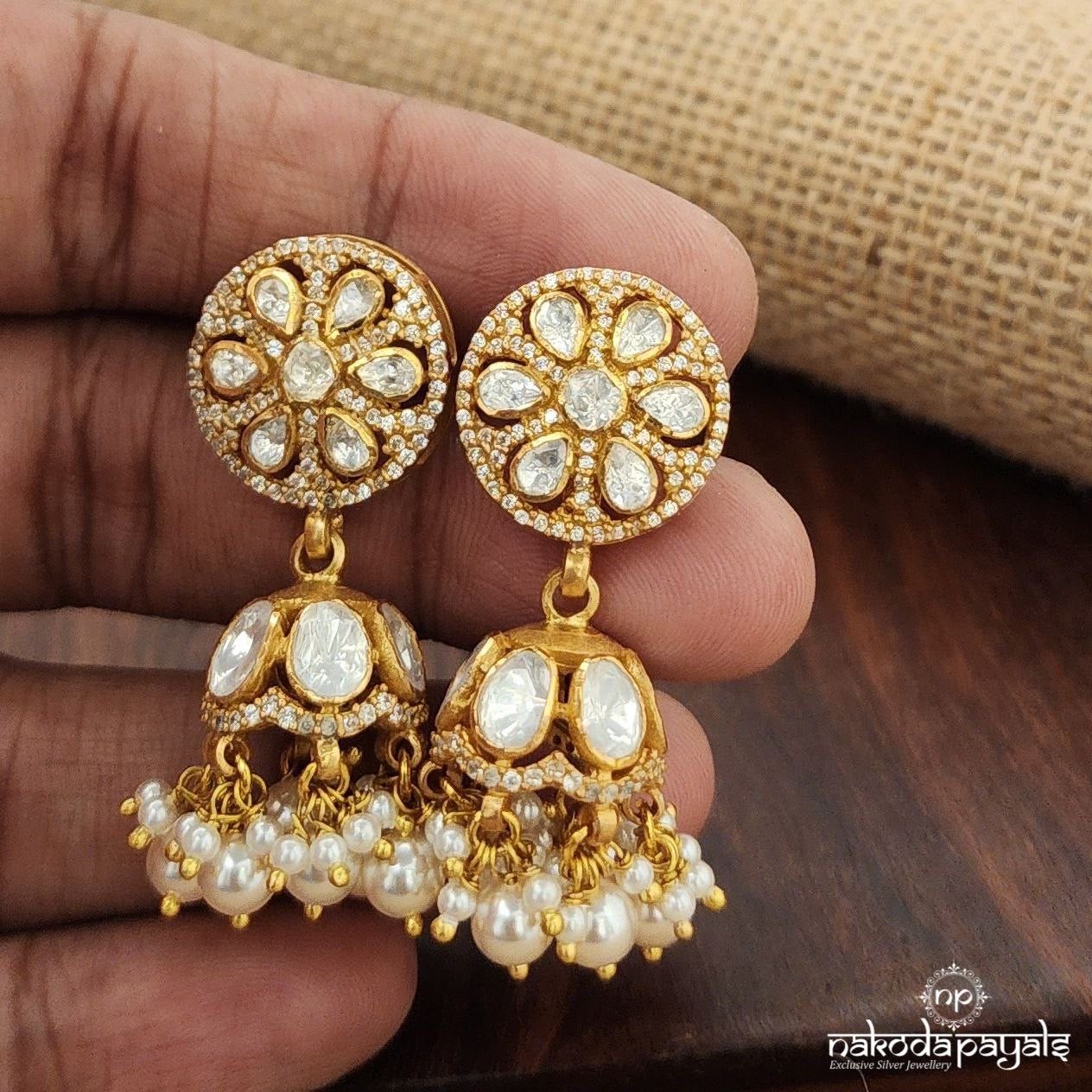 Heritage Glow Moissanite Jhumka (Ge9644)