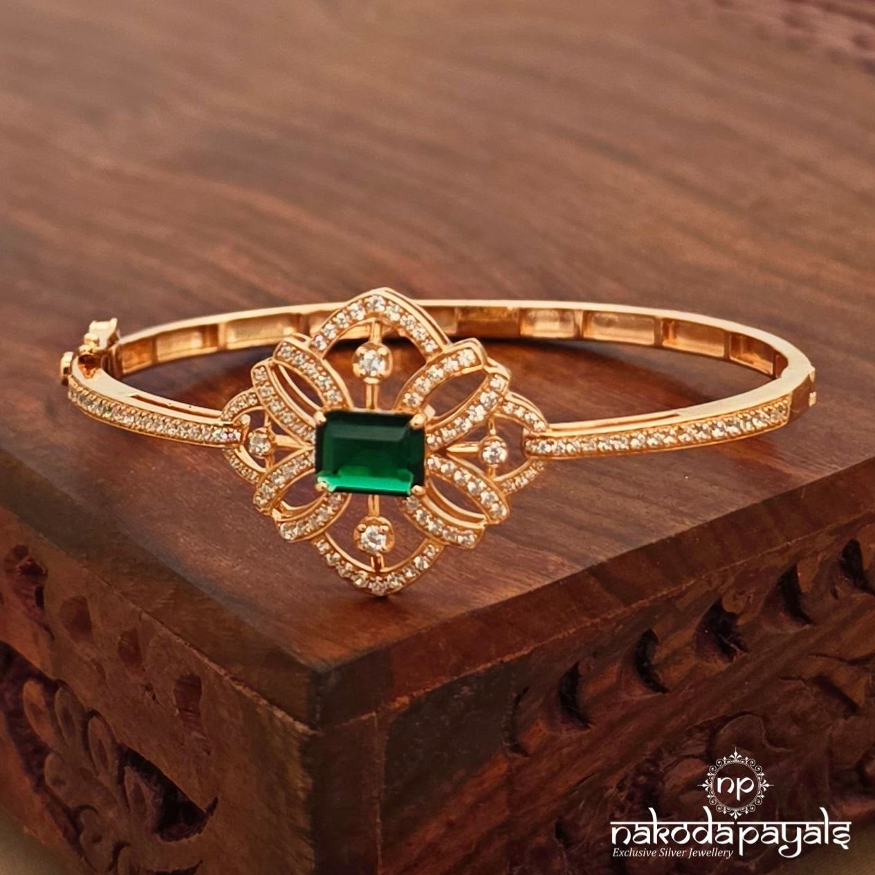Emerald Rose Gold Openable Kada (St4123)