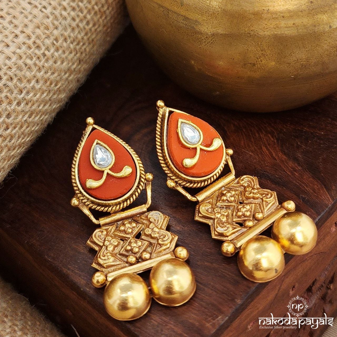 Coral Leaf Earrings (Ge9659)