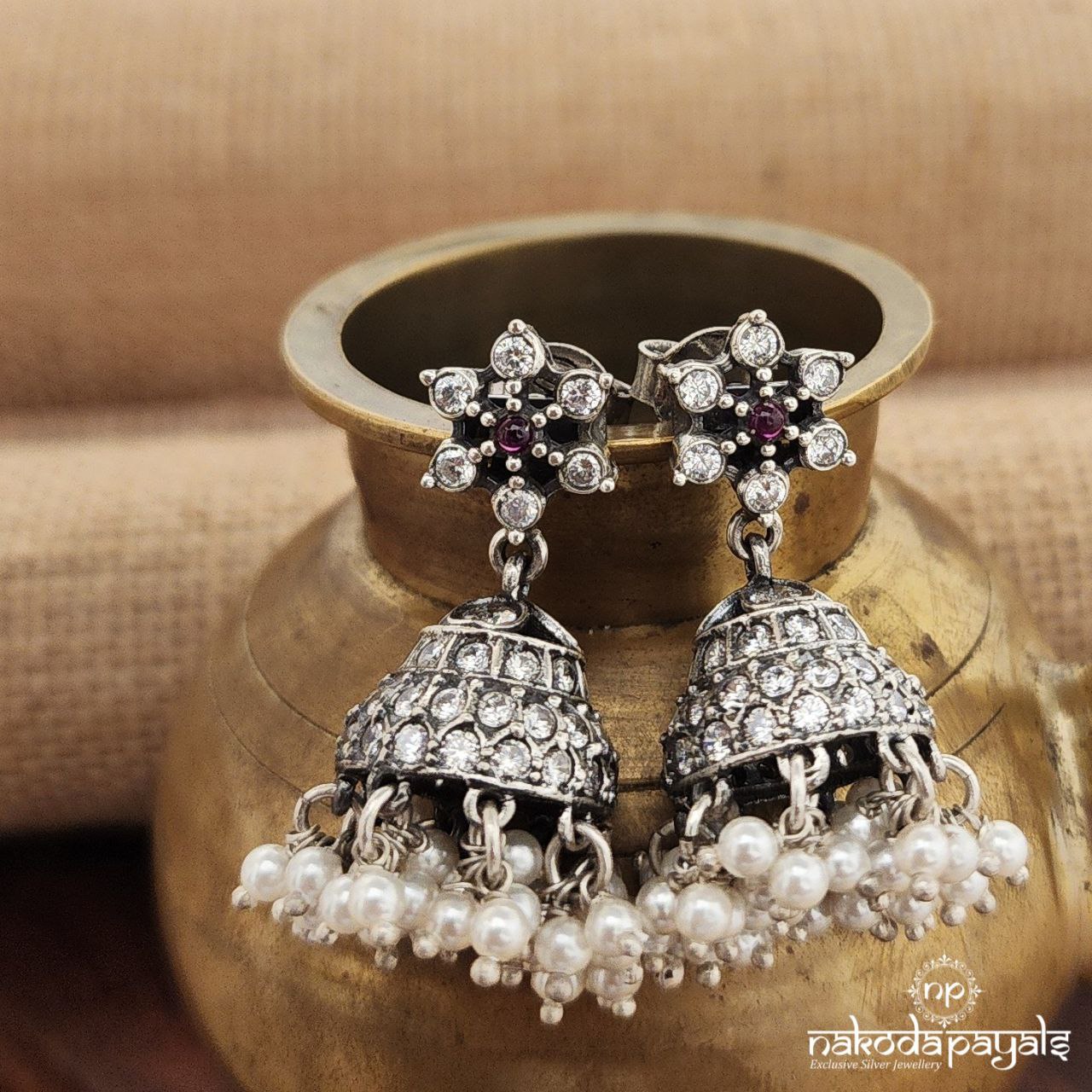 Shiny Floral Guttapusalu Jhumka (J1228)