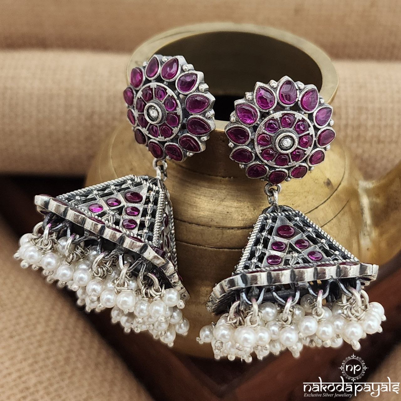 Triangular Pink Jhumka (J1240)