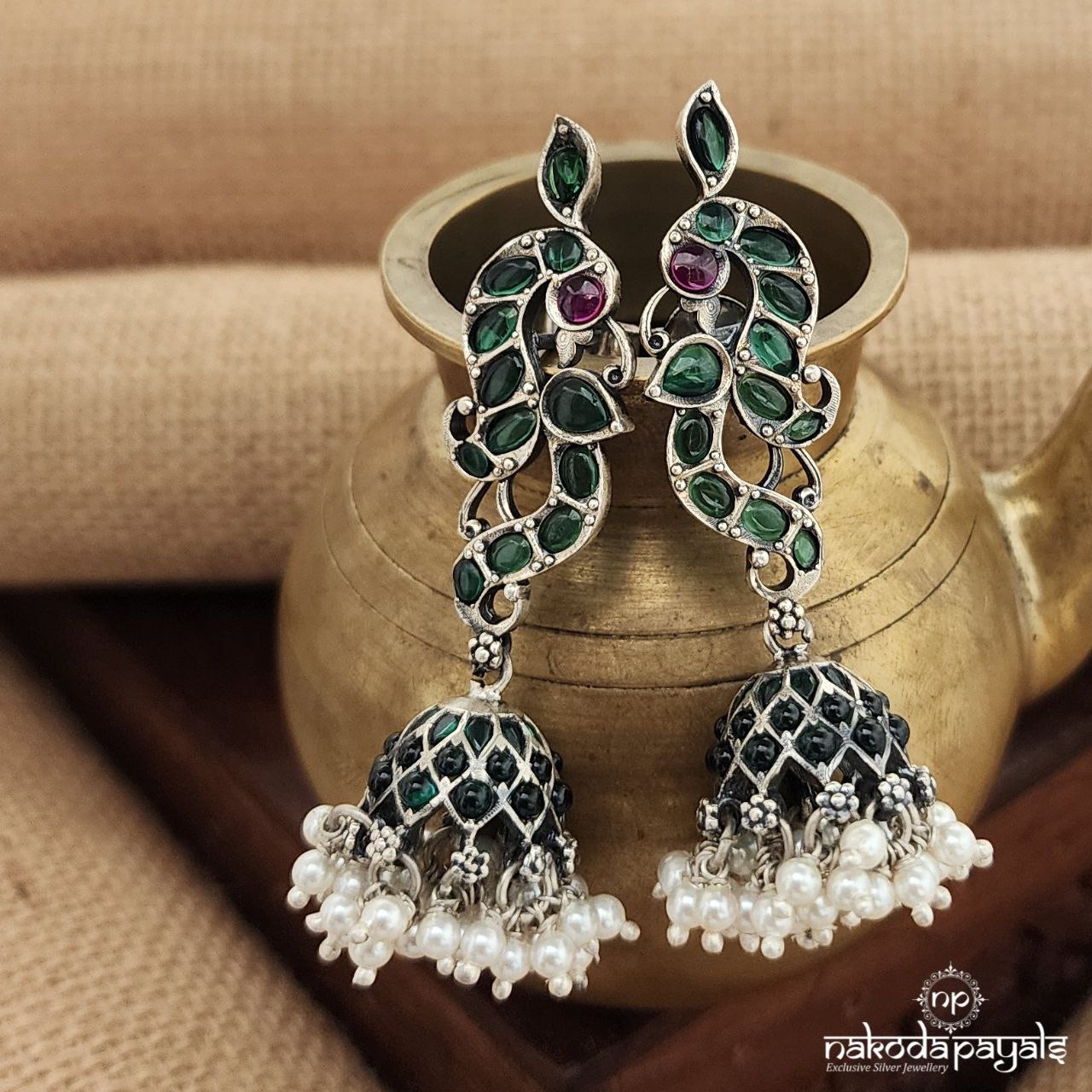 Emerald Green Guttapusalu Jhumka(J1251)