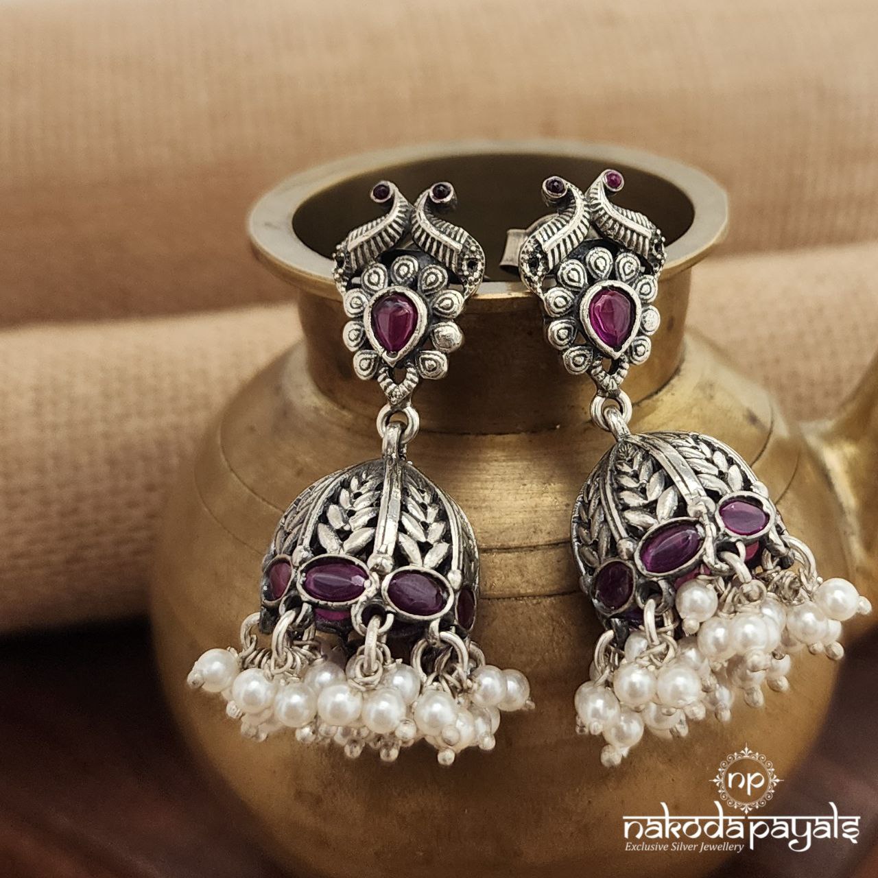 Pink Leafy Jhumka (J1315)
