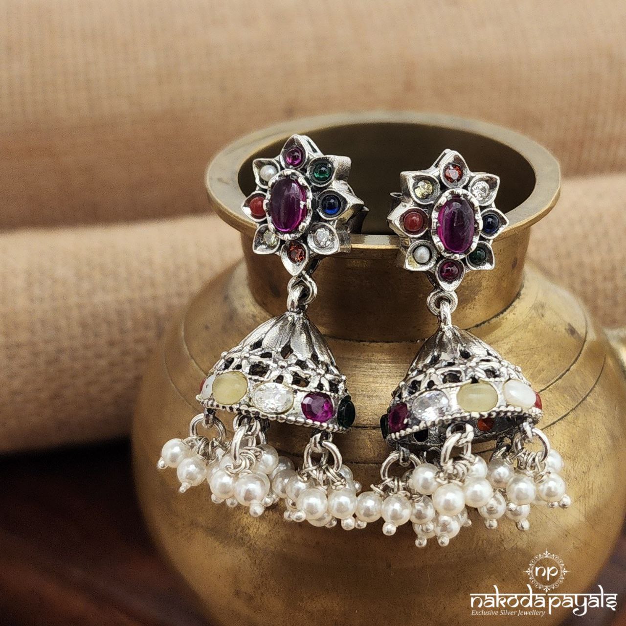 Navaratna Coned Jhumka (J1312)
