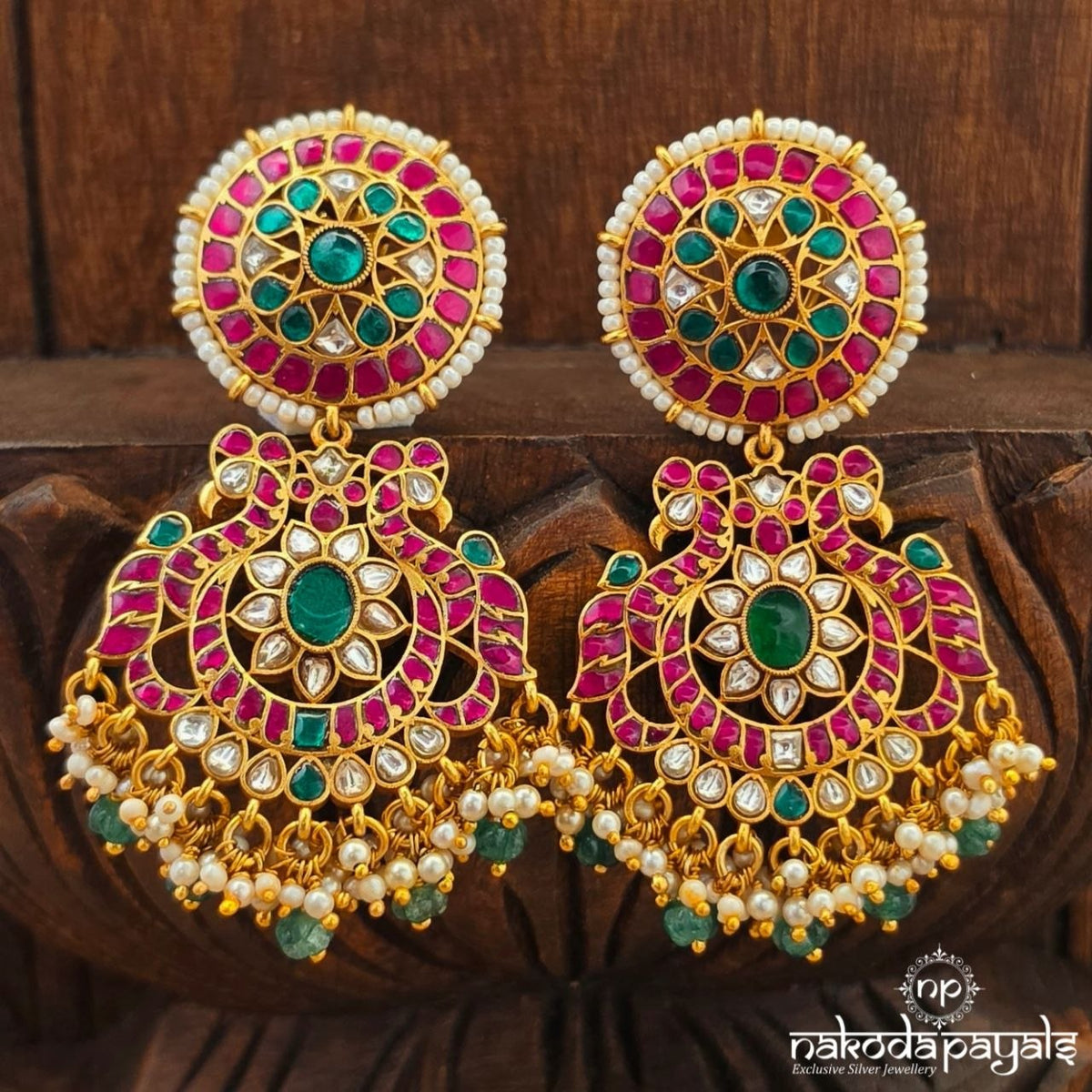 Twin Birdie Kundan Chandbali (Ge11621)