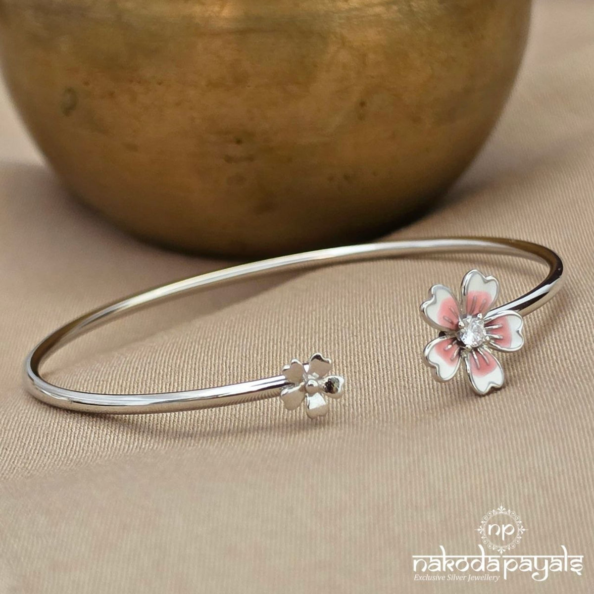 Pink Floral Adjustable Kada (St4202)