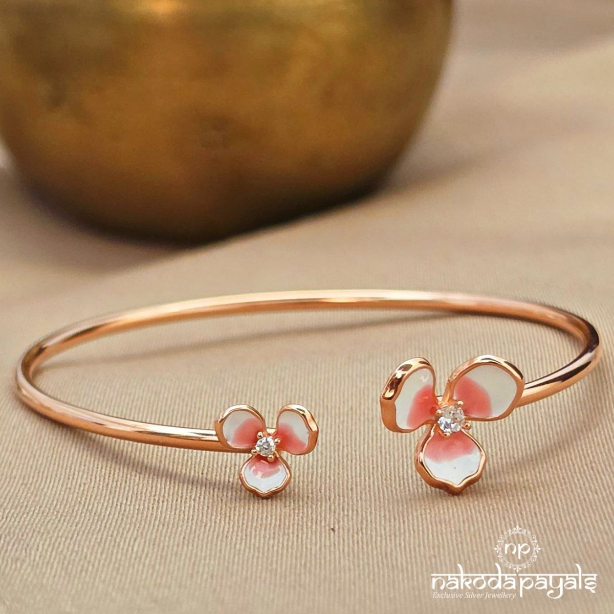 Pink Floral Adjustable Kada (St4205)