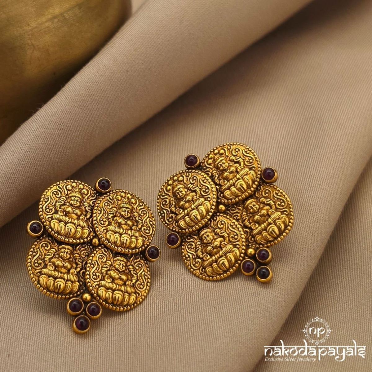 Pink Lakshmi Kasu Earrings (Ge11624)