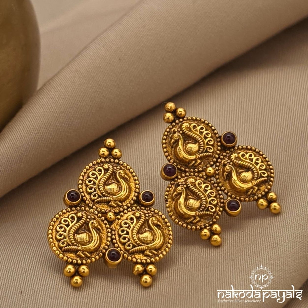 Peacock Kasu Earrings (Ge11626)