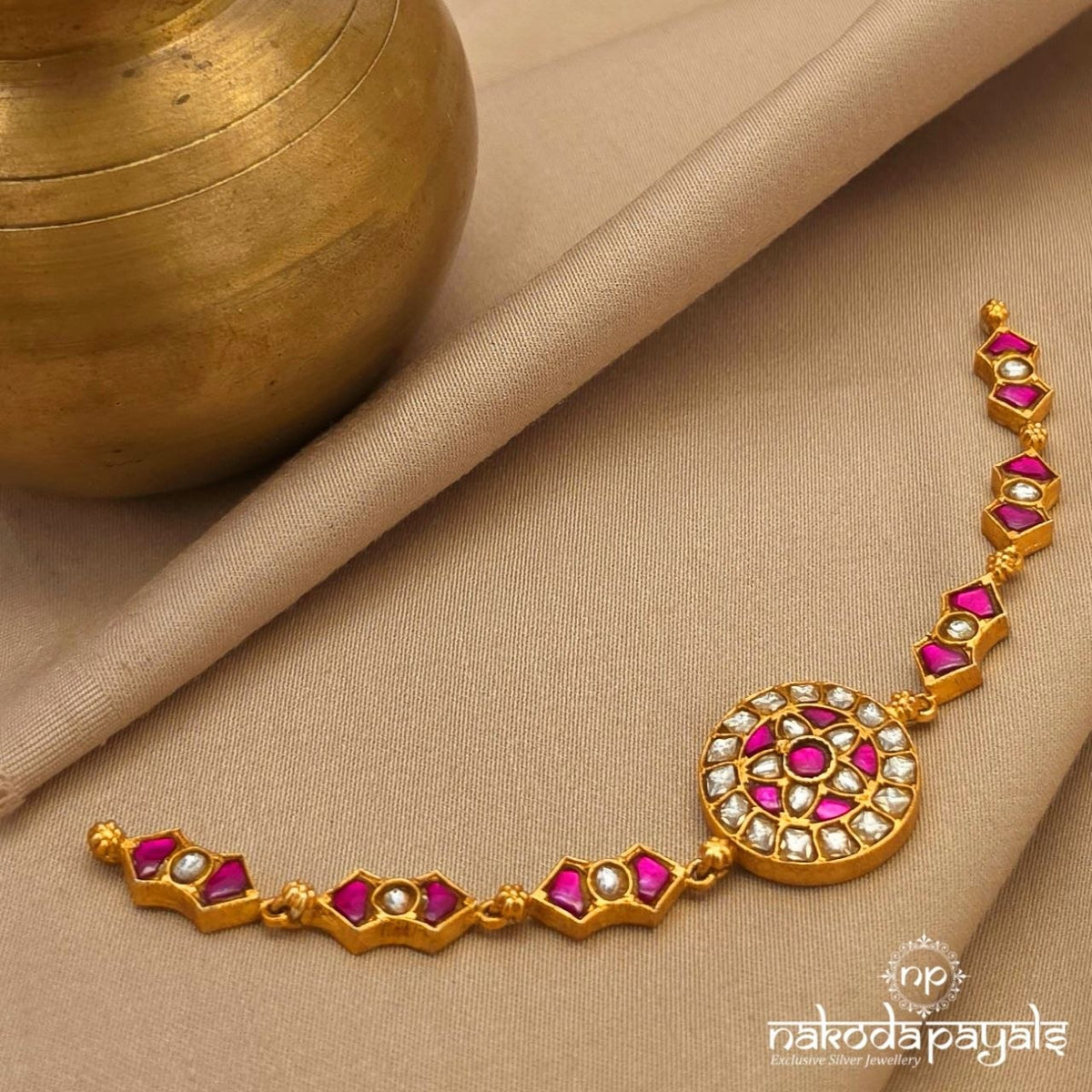 Pink Floral Kundan Choker (Gn11121)