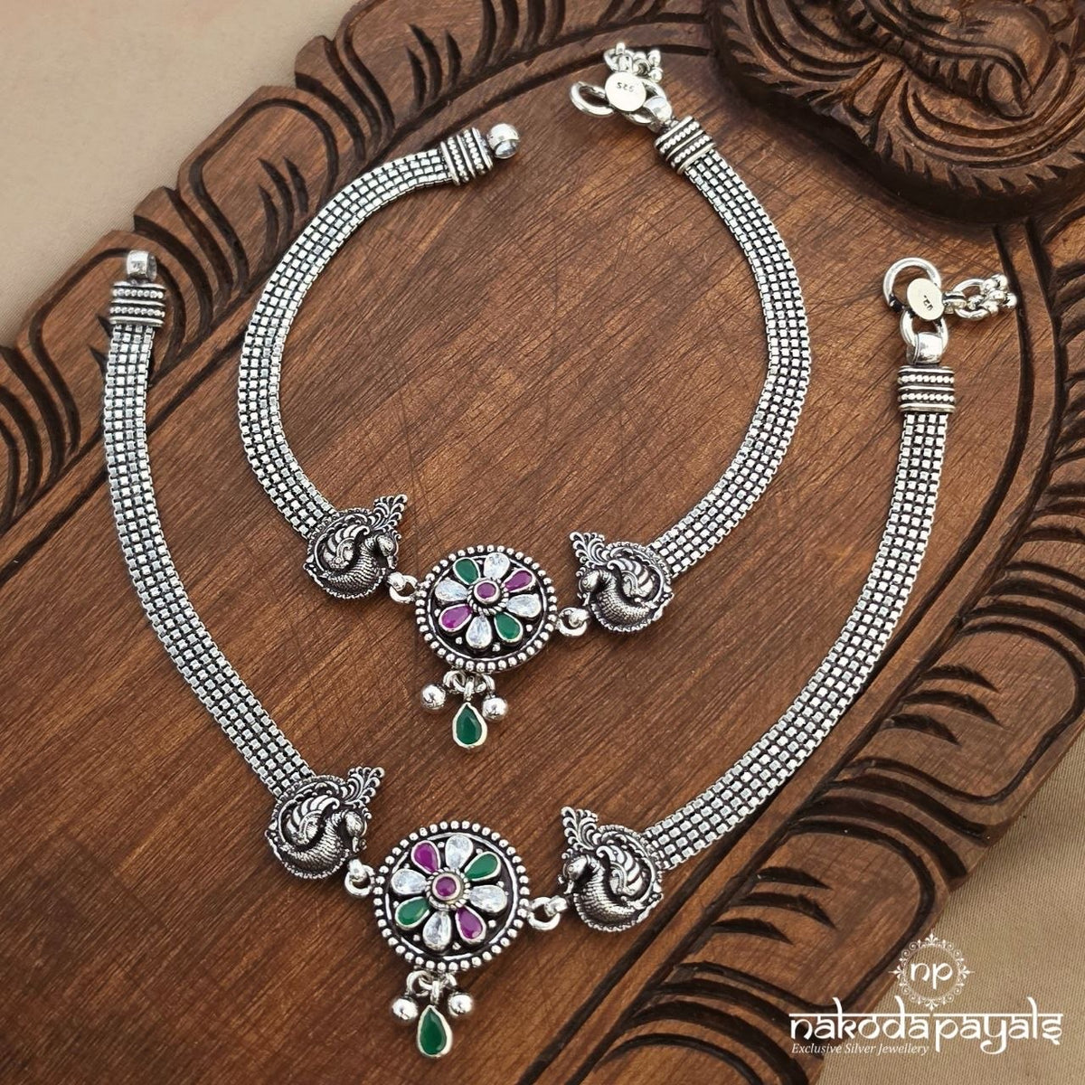 Peacock Multicoloured Floral Anklets (A7154)