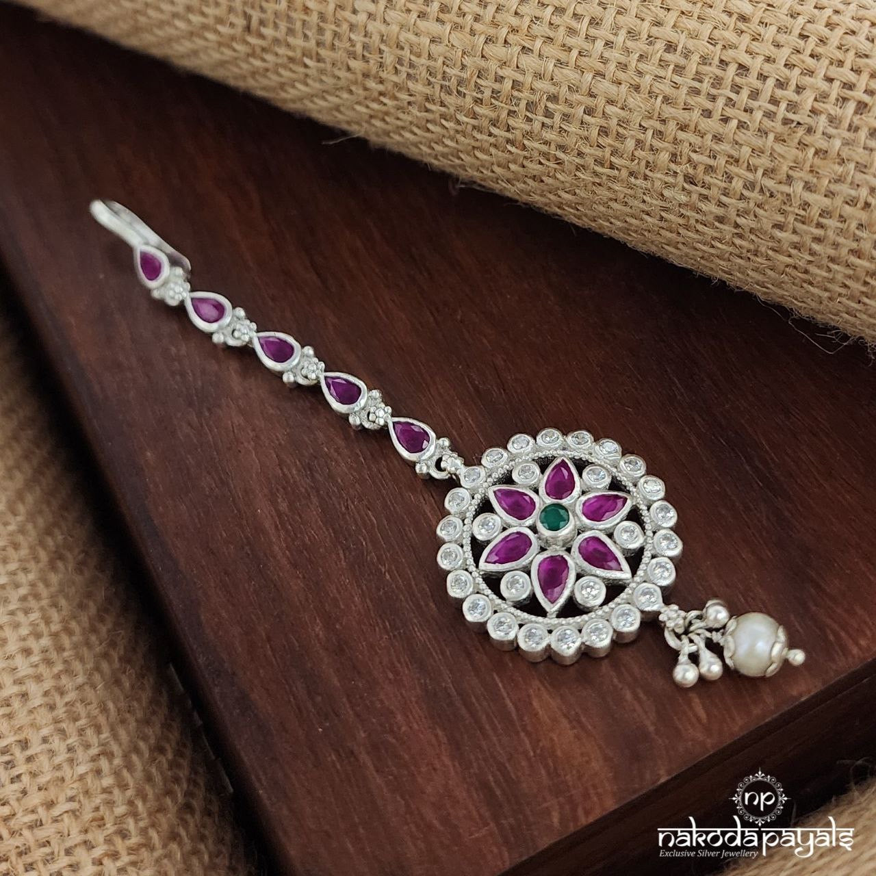 Pink Flower Maang Tika (M0420)