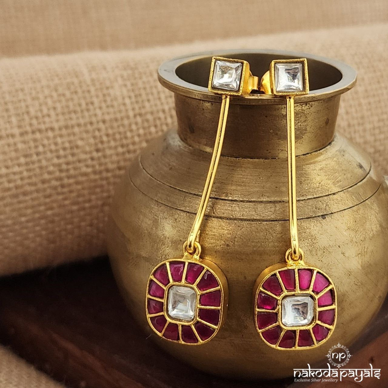 Pink Drop Kundan Earrings (Ge9560)