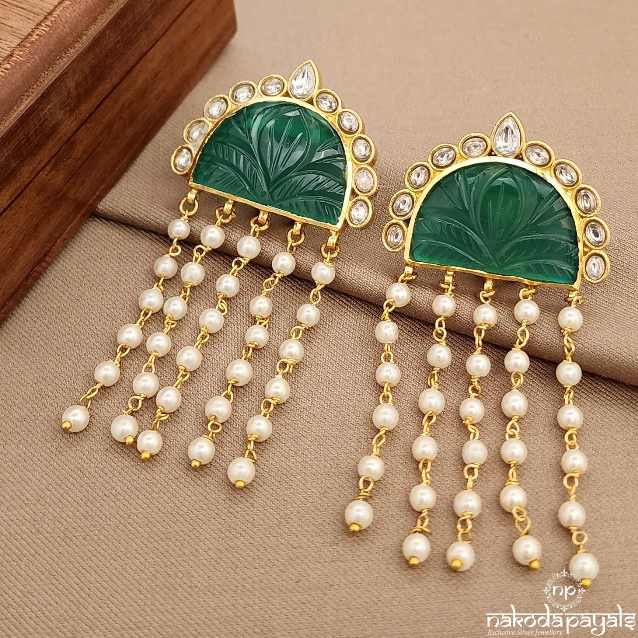 Royal Jade Pearl Drops Earrings (Ge9713)