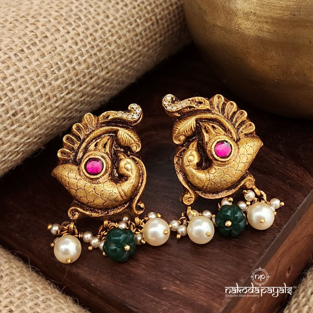 Royal Peacock Kundan Earrings (Ge9584)