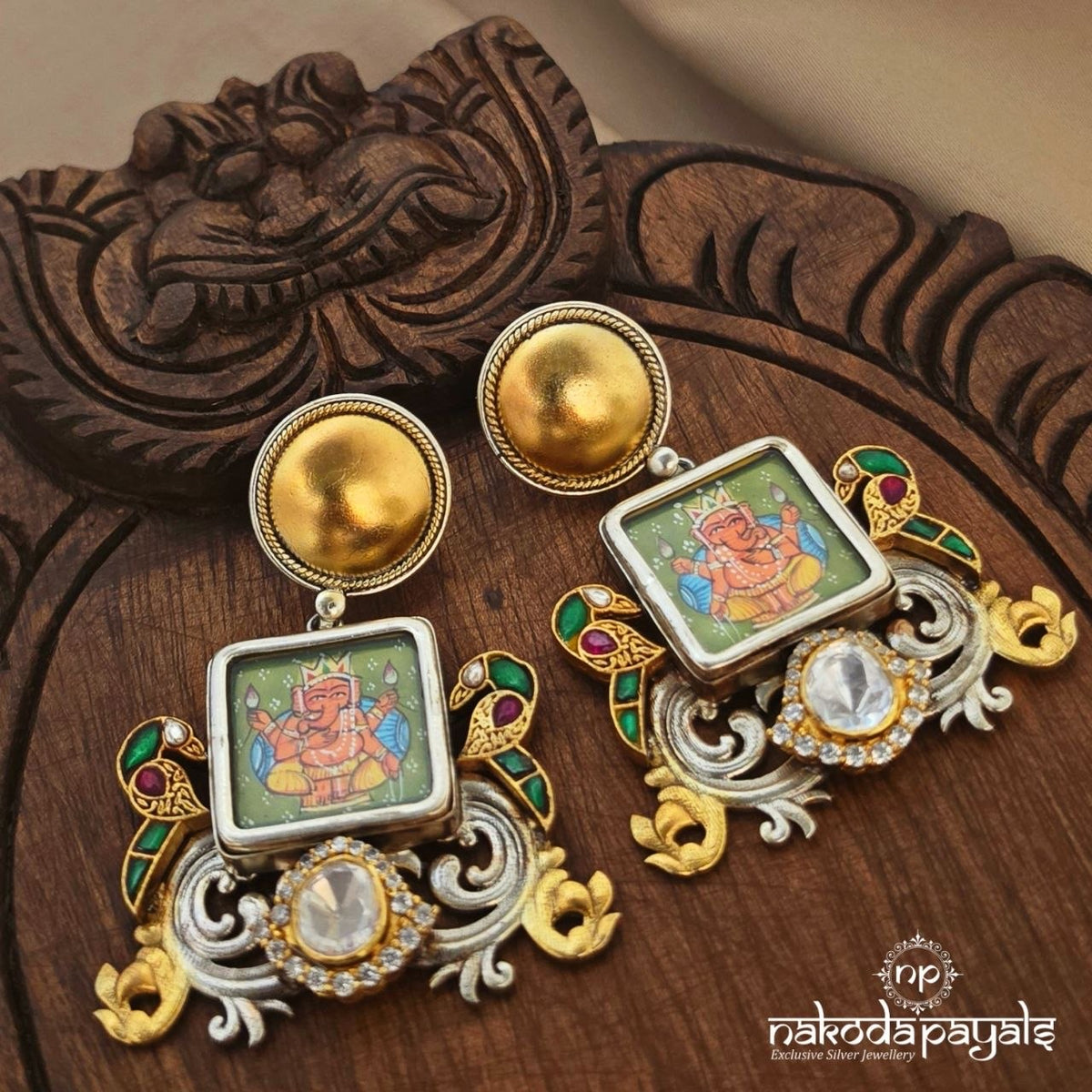 Ganesha Painted Chandbali (C4302)