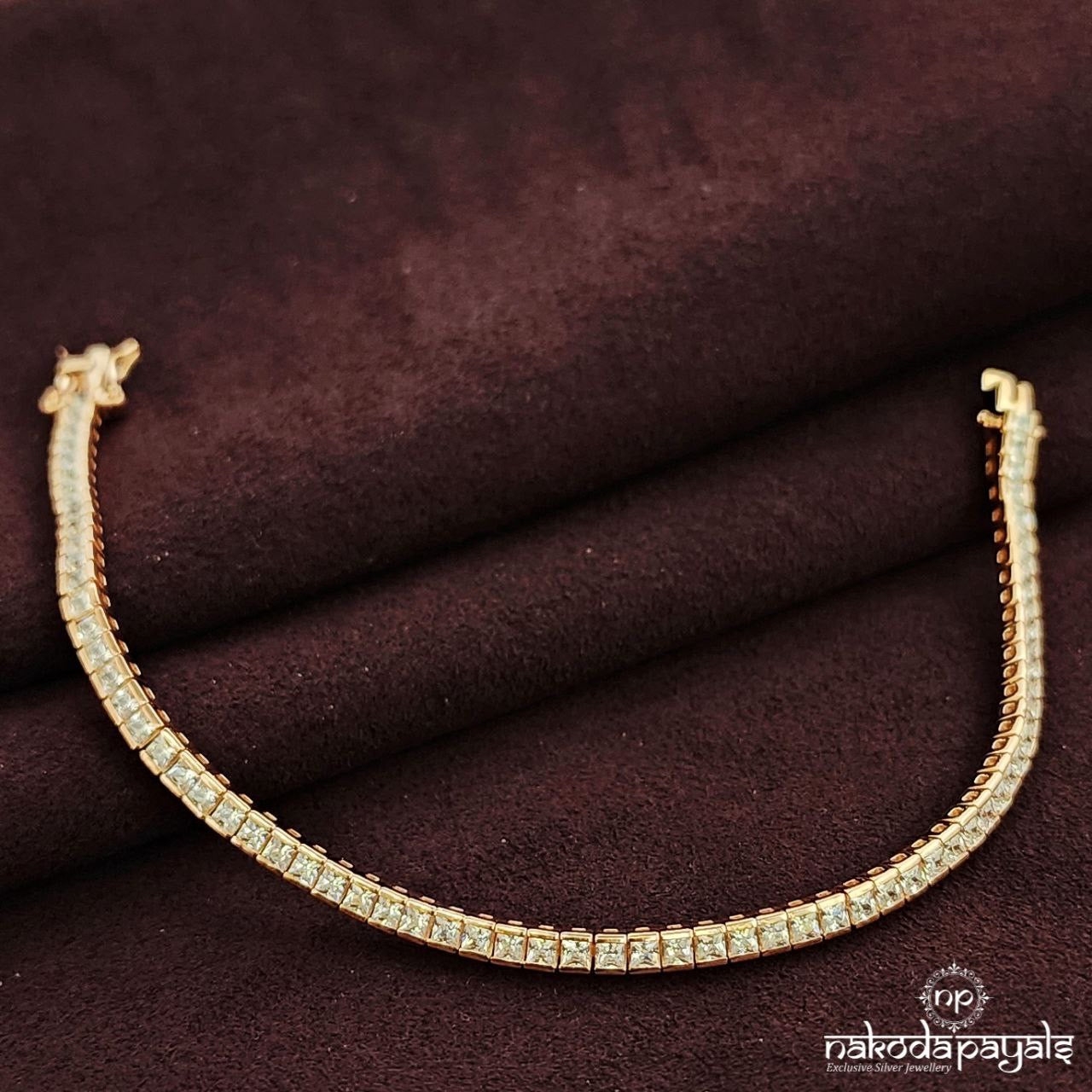 Rose Gold Squarish CZ Bracelet (St3745)