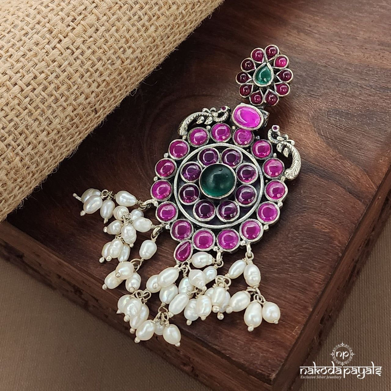 Pink Twin Peacock Pendant (P2546)