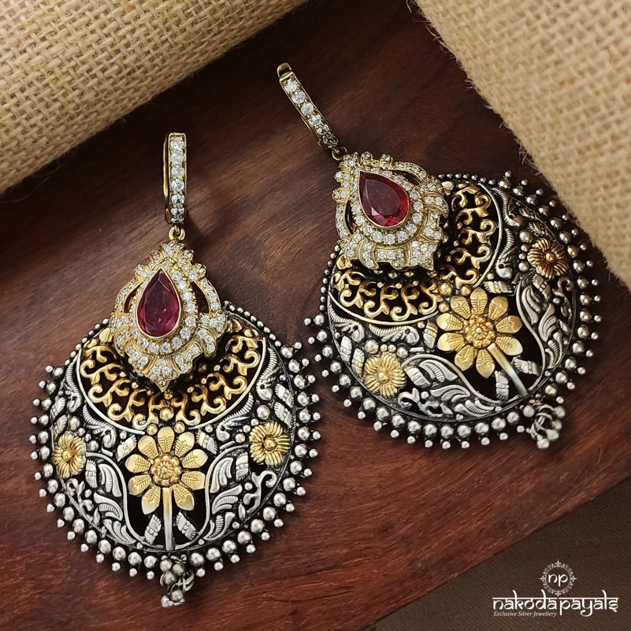 Royal Ruby Dual Tone Chandbali (Dt1352)