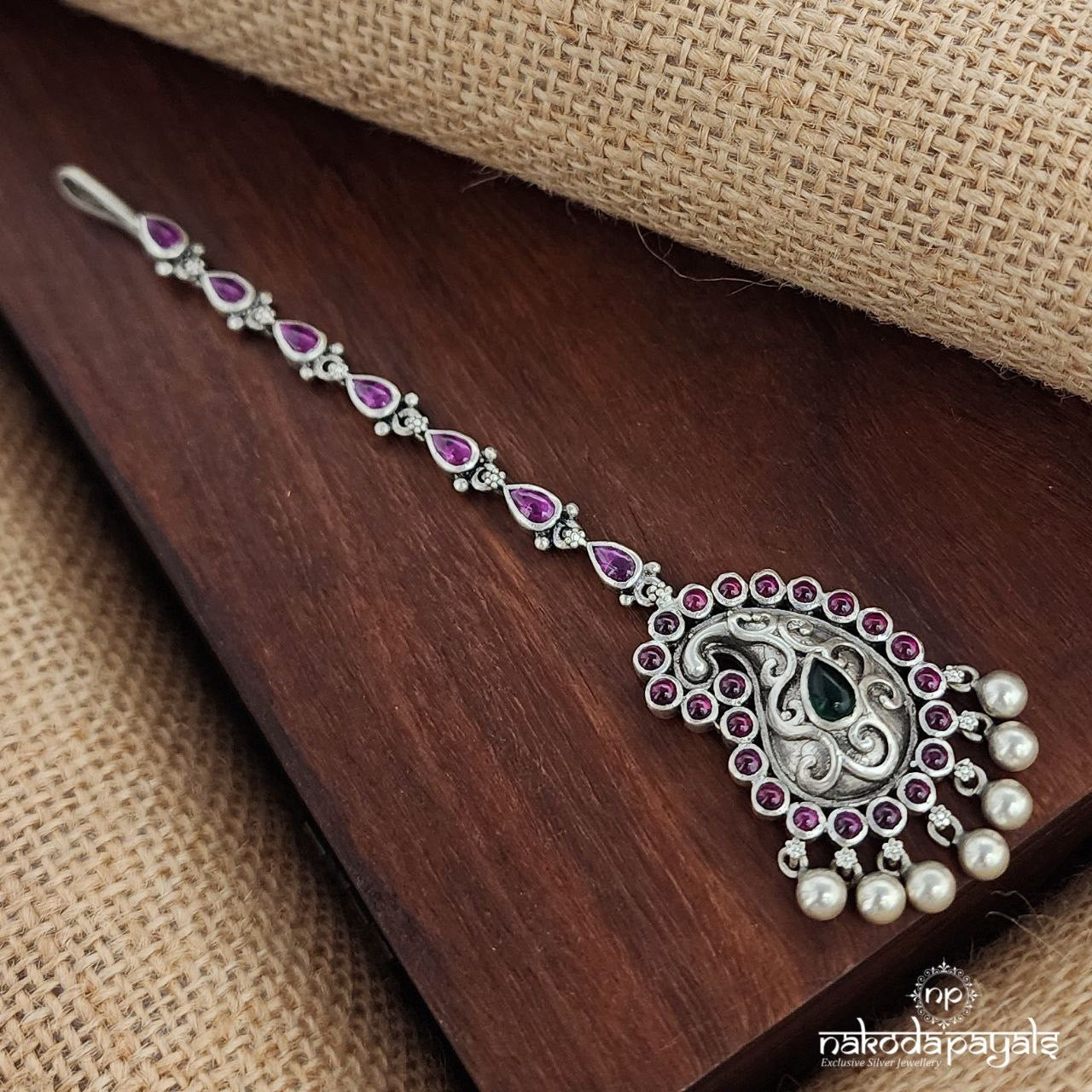 Pink Dots Ball Drops Maang Tika (M0413)