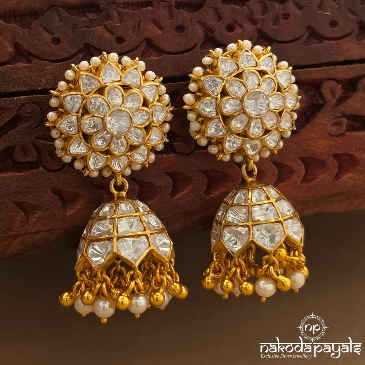 Floral Moissanite Jhumka (Ge11516)