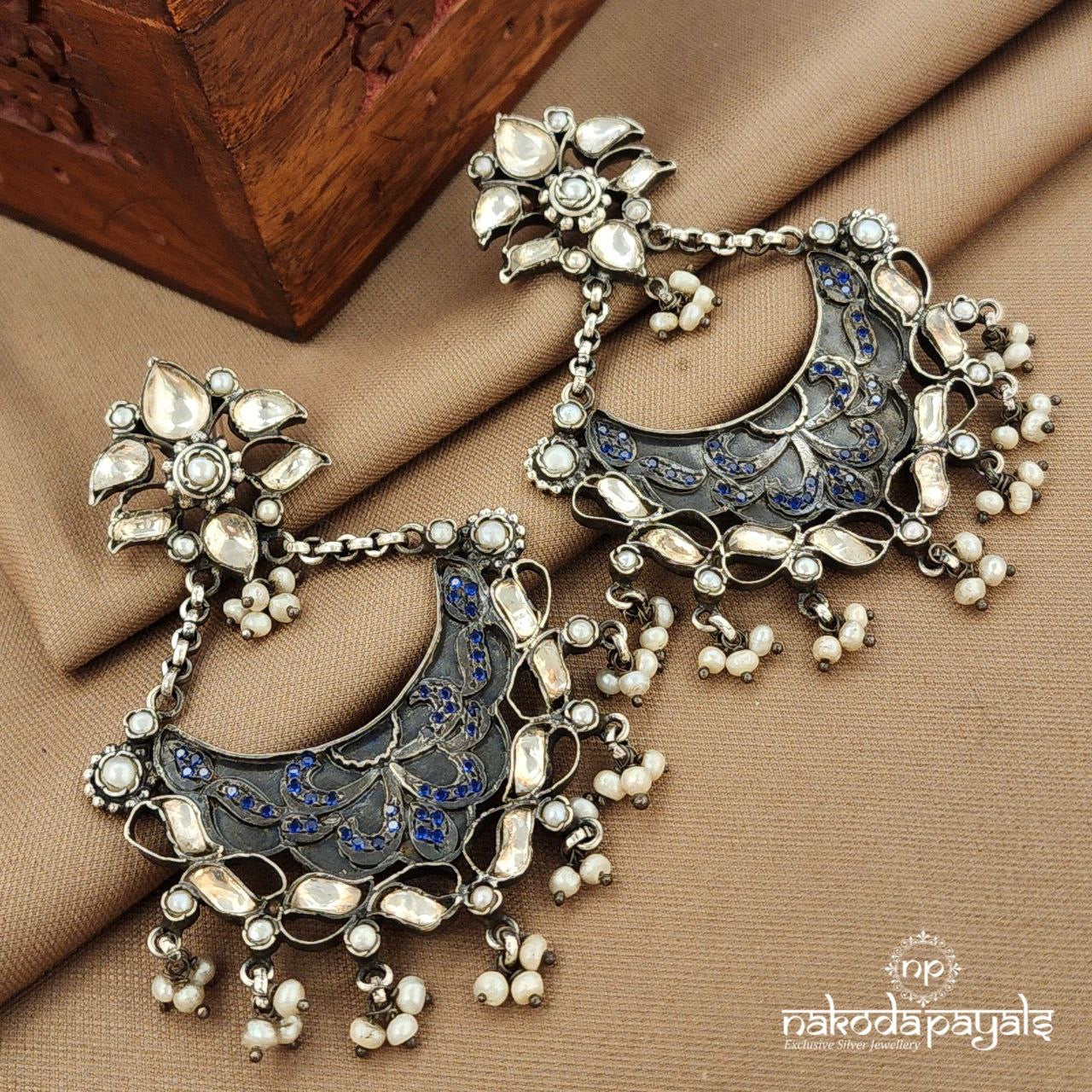 Blue Leafy Chandbali (C3811)