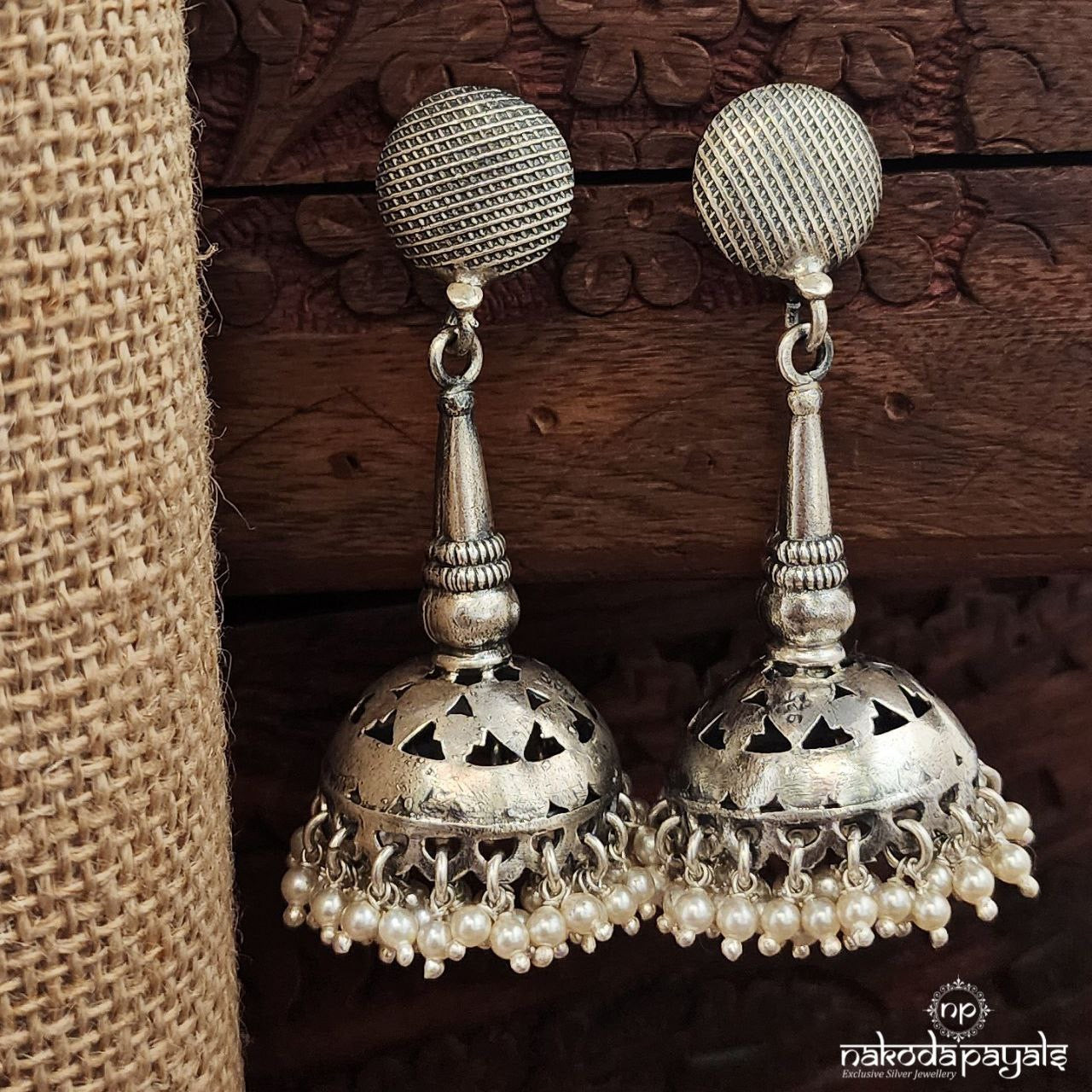 Striped Pearl Drops Jhumka (J1402)