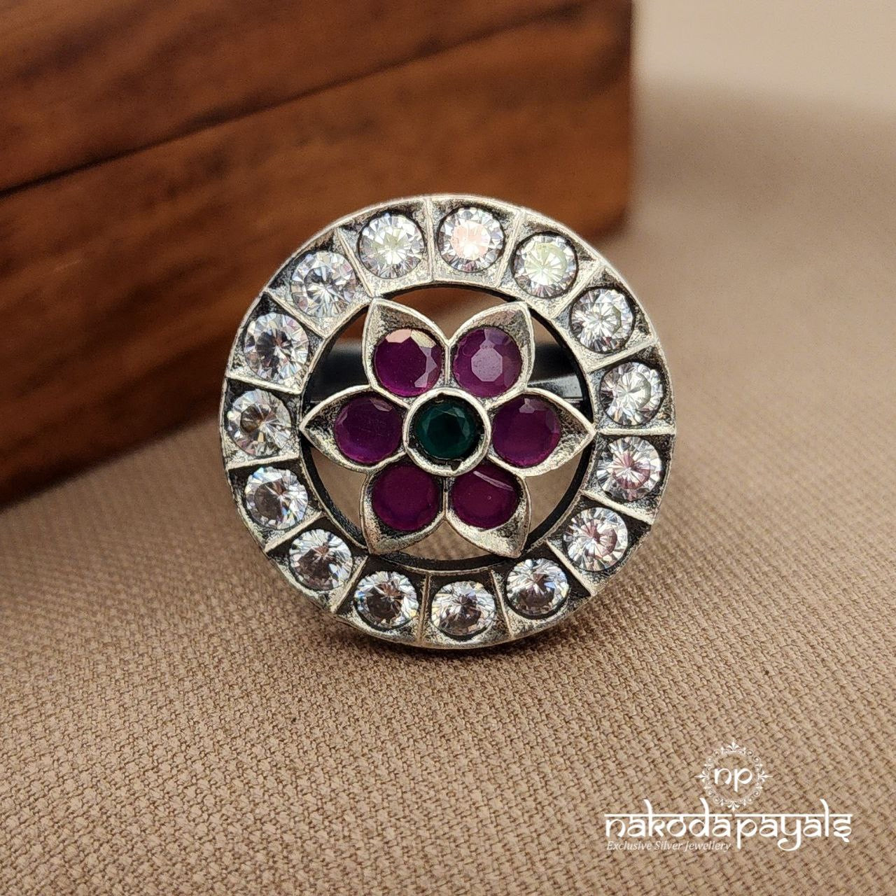 Pink Flower Finger Ring (F2793)