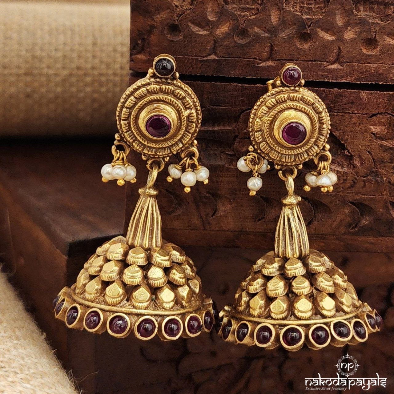 Pink Pearl Drops Jhumka (Ge9674)