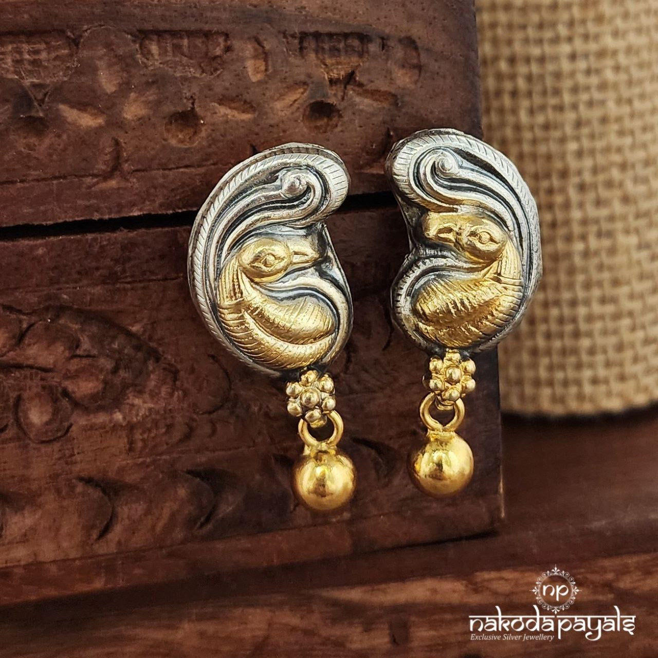 Ball Drop Dual Tone Earrings (Dt1334)