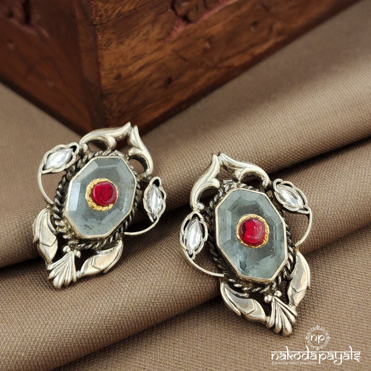 Aqua Pink Dot Studs (S3862)