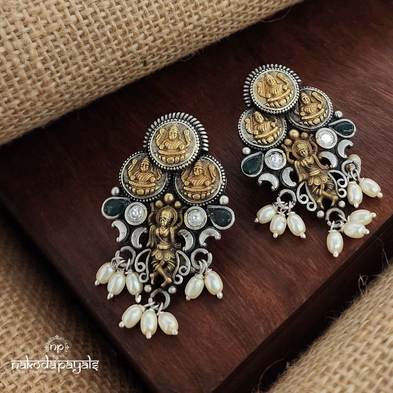 Mahalakshmi Coined Dual Tone Earrings (Dt1384)