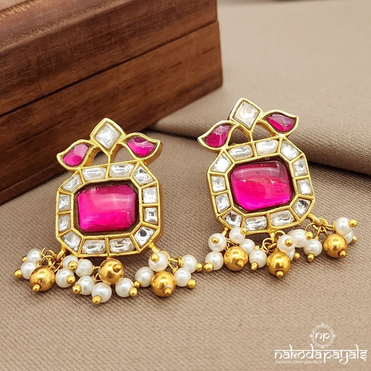 Gulaab Peal Drops Kundan Studs (Ge9720)