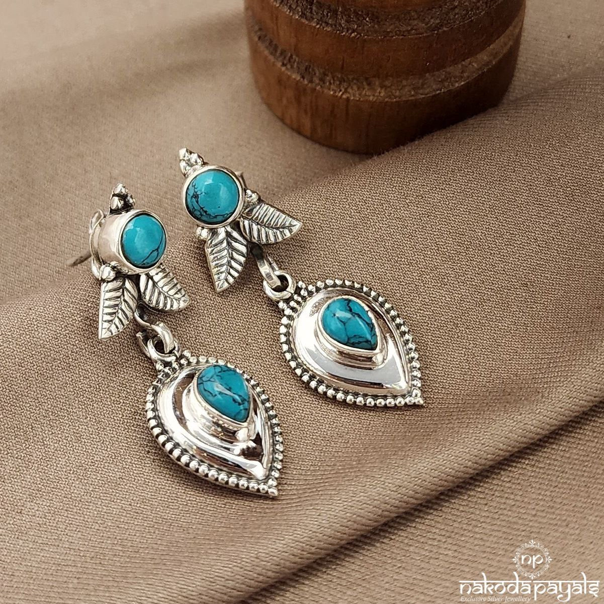Turquoise Leaf Drop Earrings (H2151)