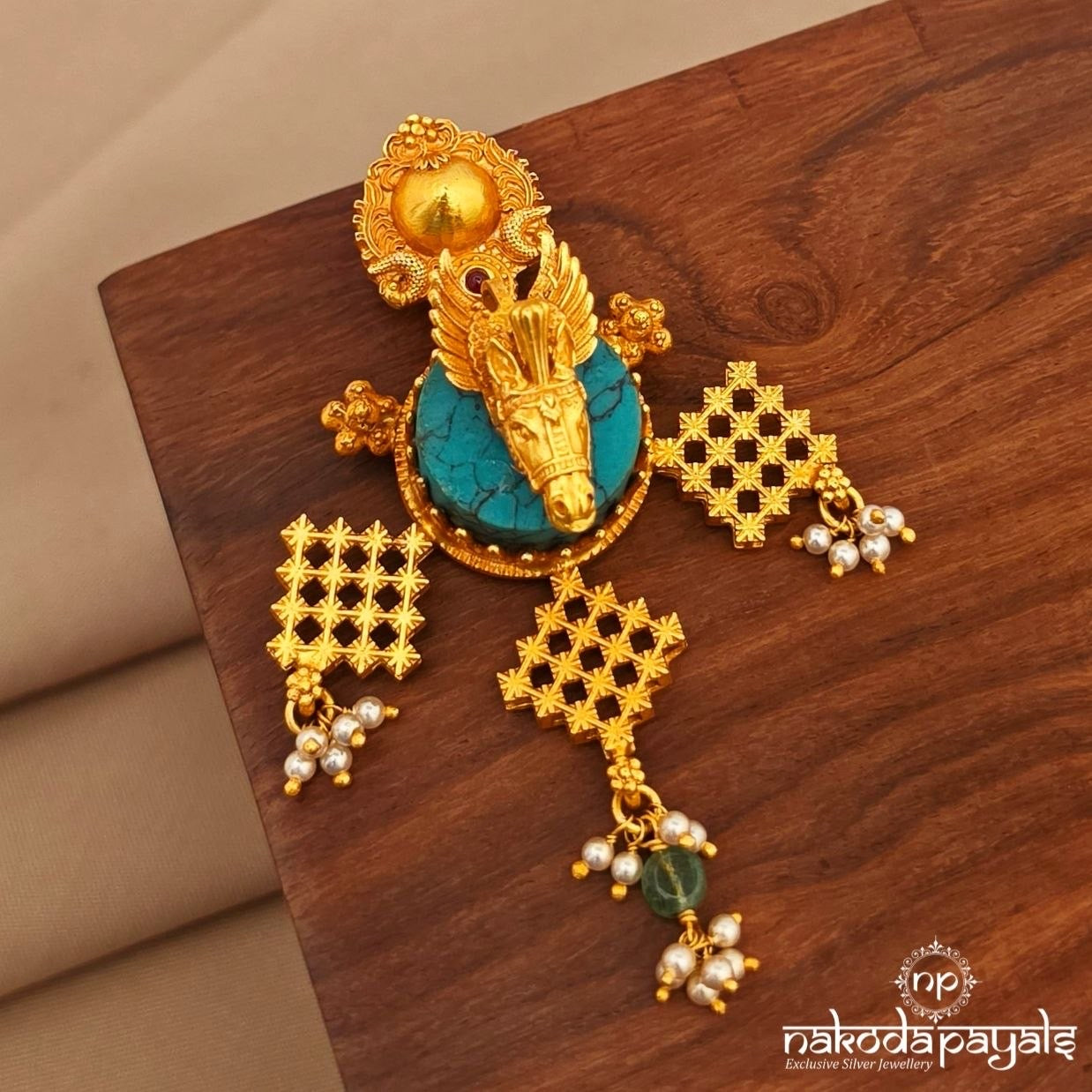 Torquoise Horse Pearl Pendant (Gp2433)