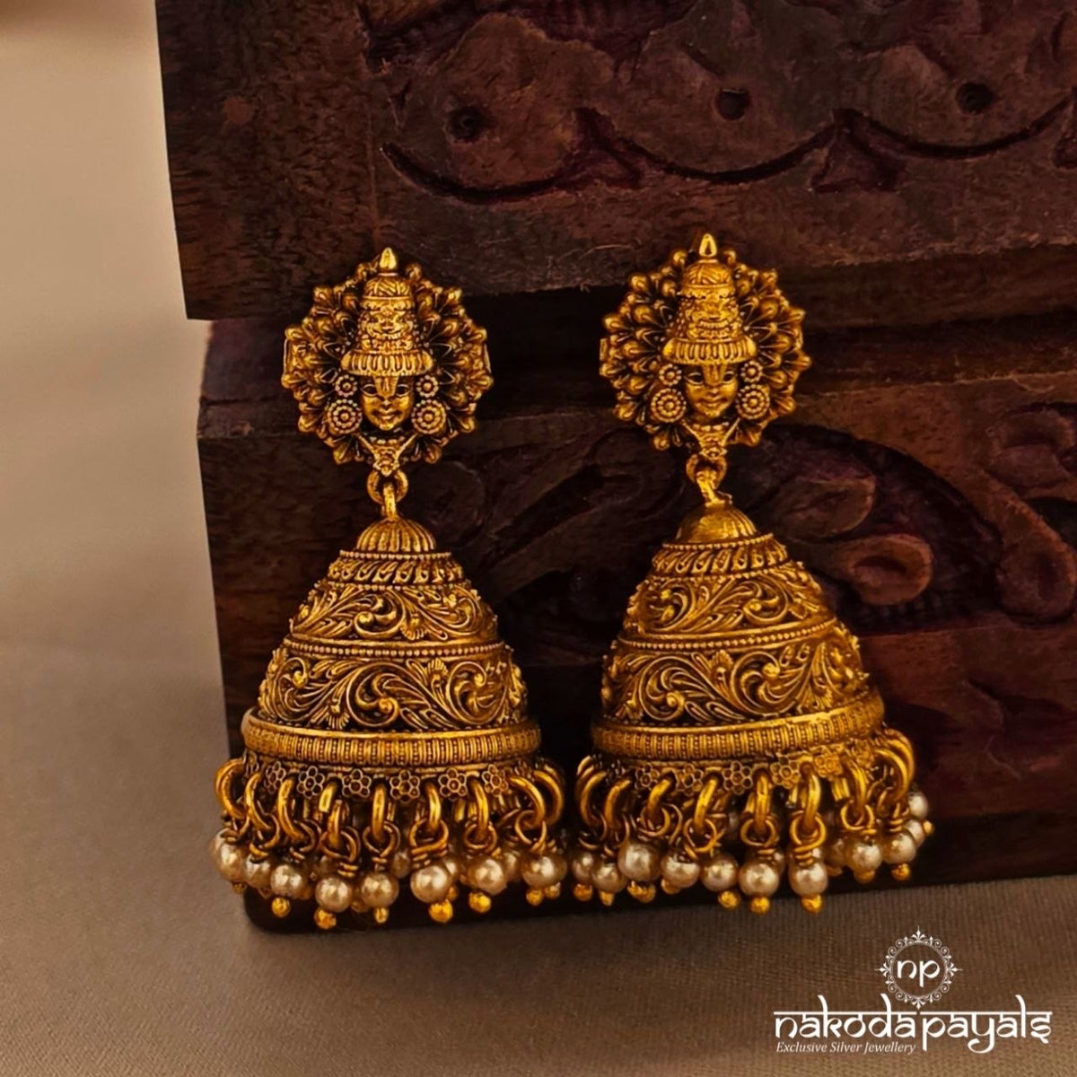 Lakshmi Temple Jhumka (Ge11350)