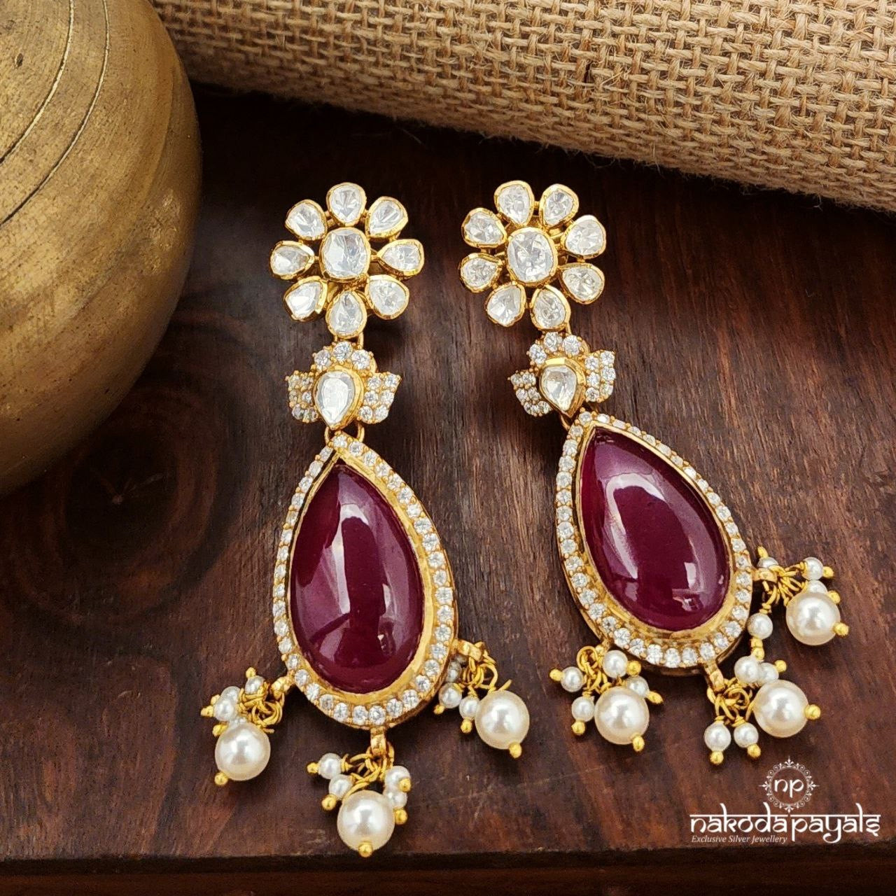 Ravishing Red Moissanite Earrings (Ge9645)