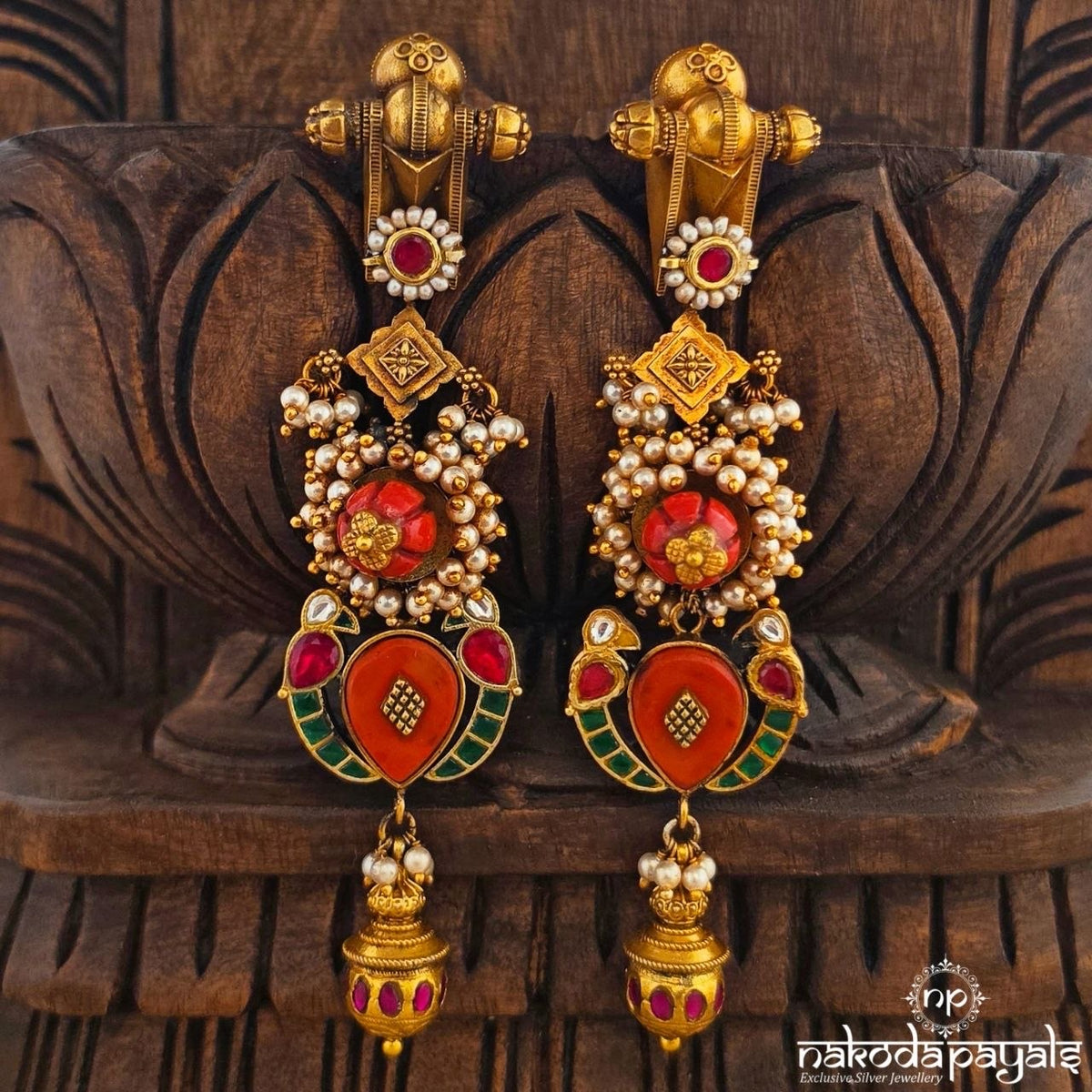 Twin Birdie Coral Earrings (Ge11520)
