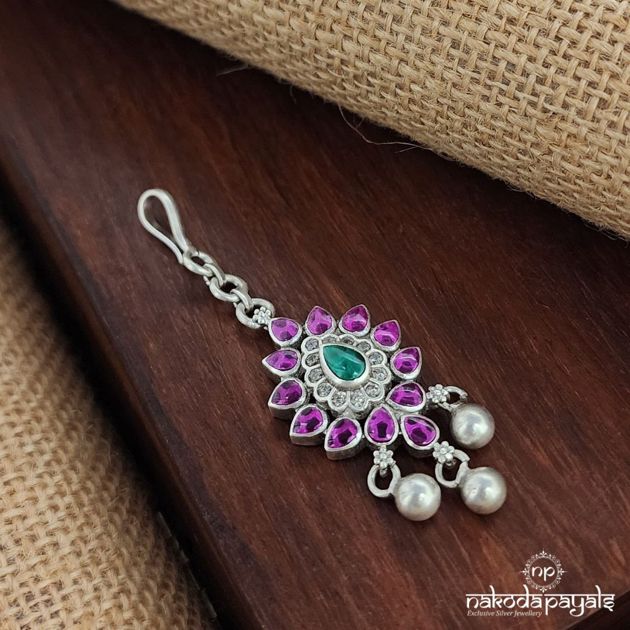 Rani Pink Ball Drops Maang Tika (M0415)