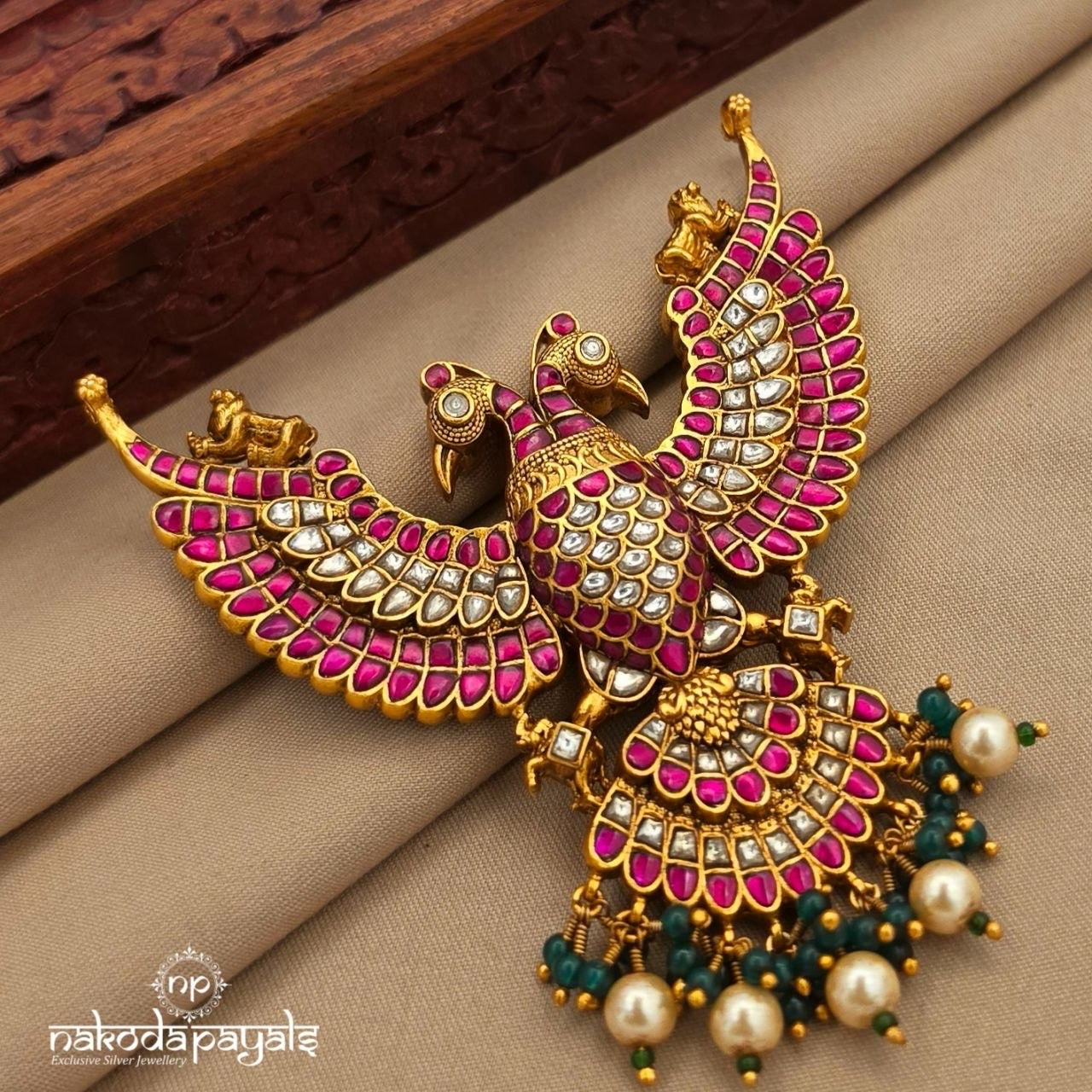 Reversible Gandaberunda Kundan Pendant (Gp2397)