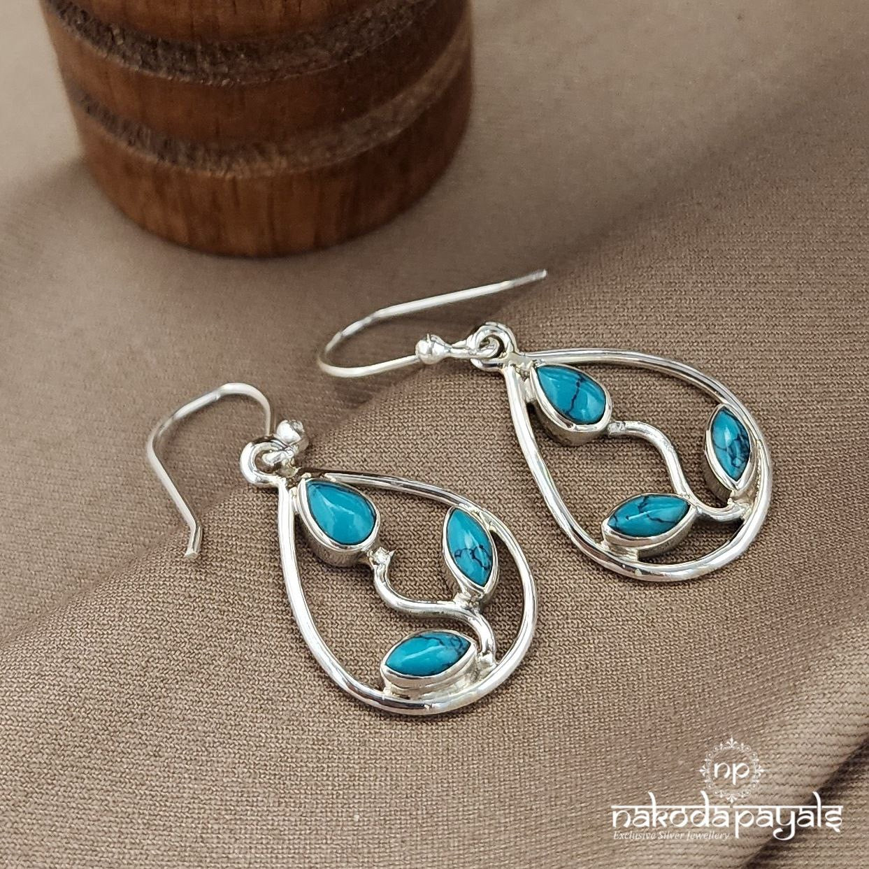 Elegant Leafy Turquoise Earrings (H2160)