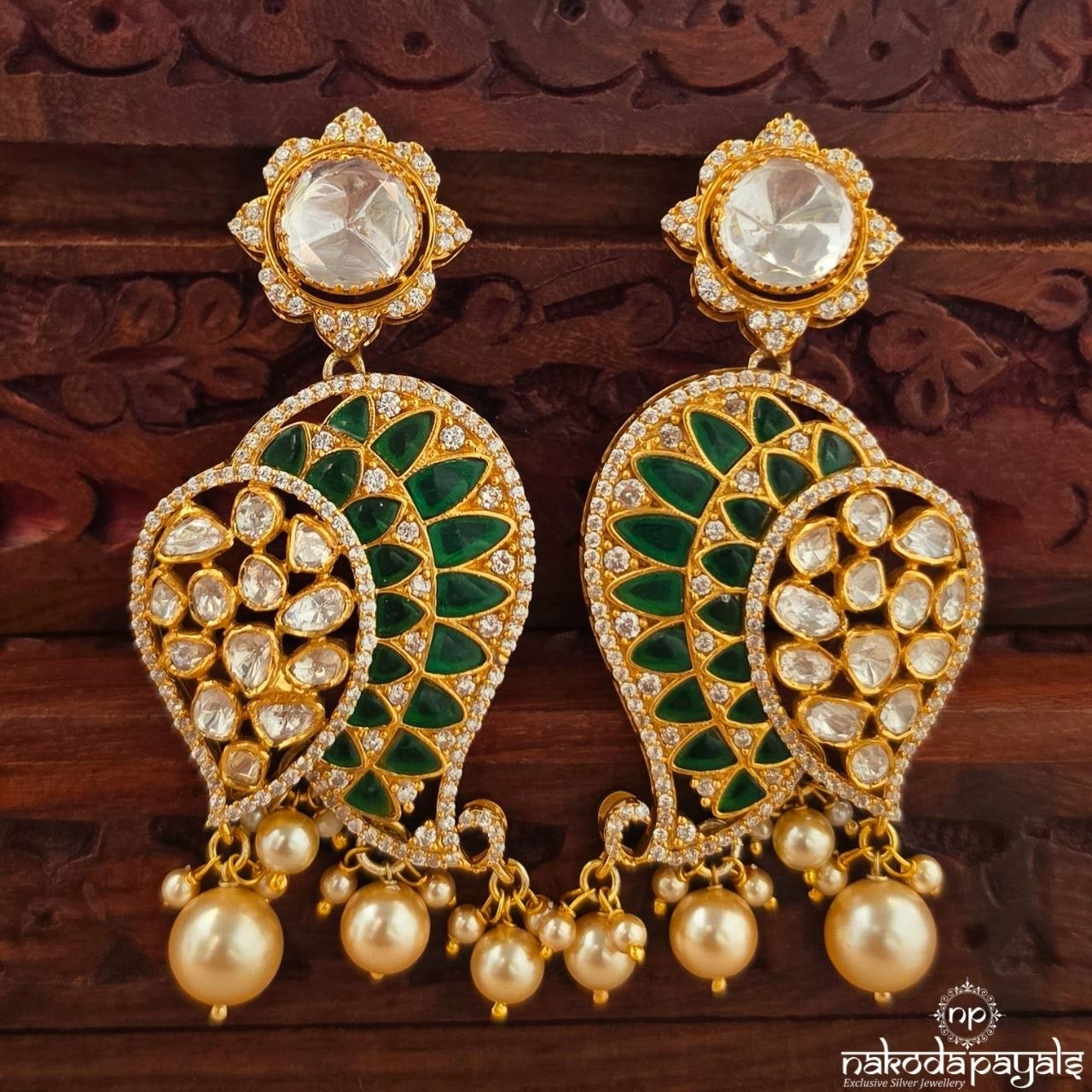 Green Leafy Moissanite Earrings (Ge11290)