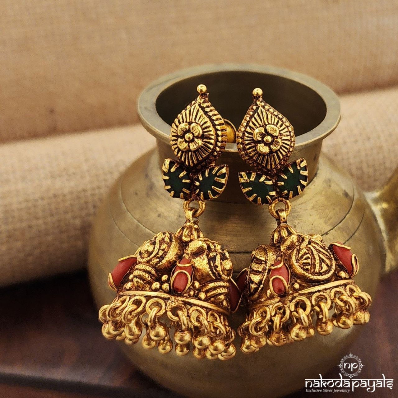 Coral Mystique Ball Drops Jhumka (Ge9639)
