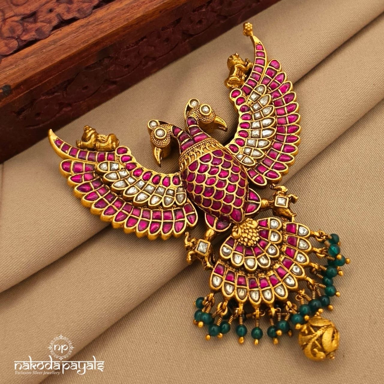 Reversible Gandaberunda Kundan Pendant (Gp2392)