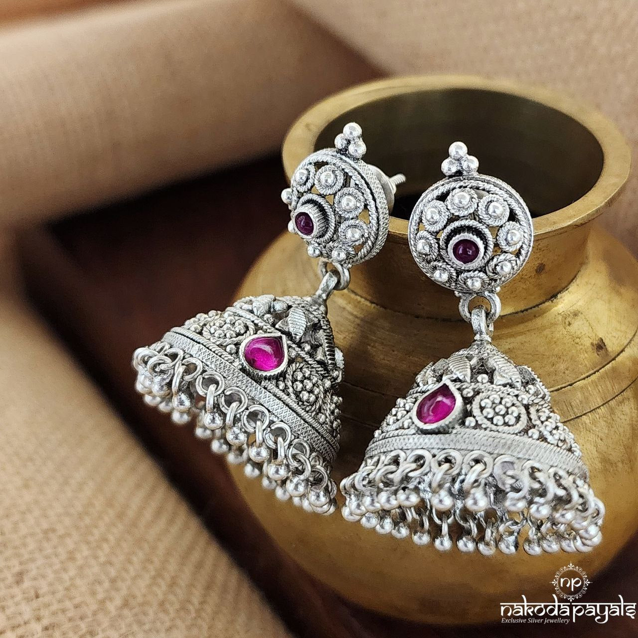 Pink Floral Jhumka (J8045)