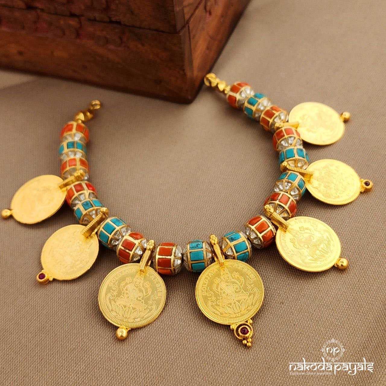 Turquoise Coral Coined Neckpiece (Gn9731)