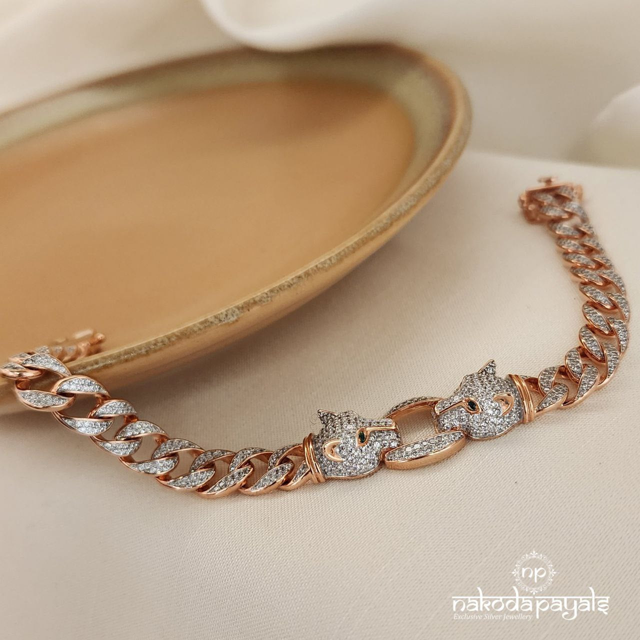 Savage Tiger Link Rosegold Men’s Bracelet (Mc0877)