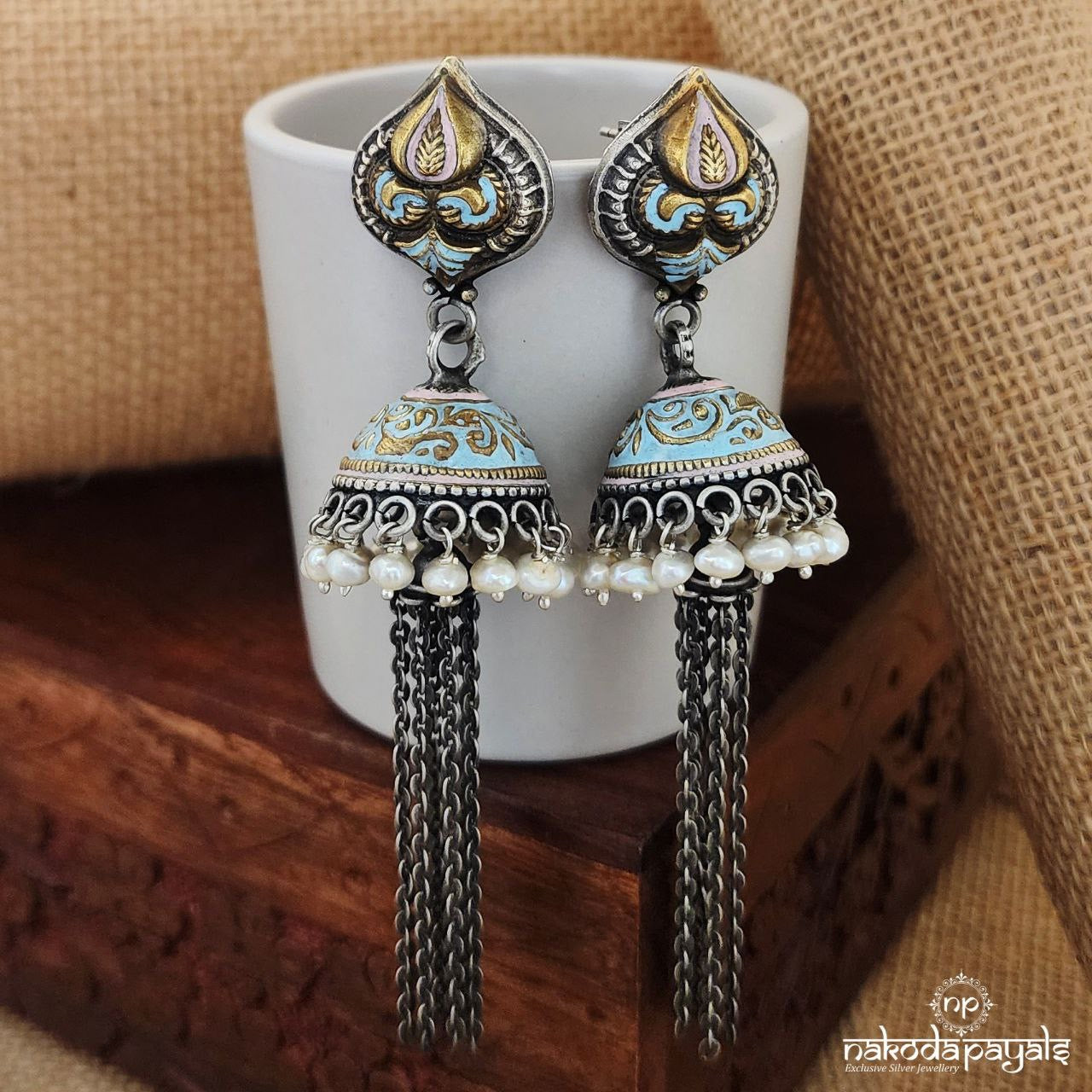 Bohemian Blue Tassel Jhumka (J8125)