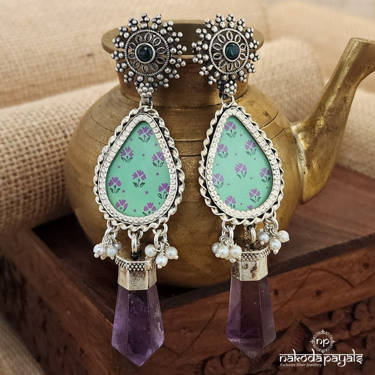 Amethyst Bloom Painted Earrings (C1966)